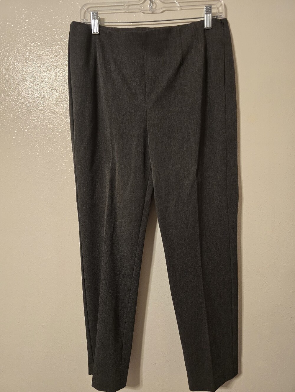 Talbots Refined Bi-Stretch Straight-Leg Pants Charcoal Grey Heather 8P Side Zip